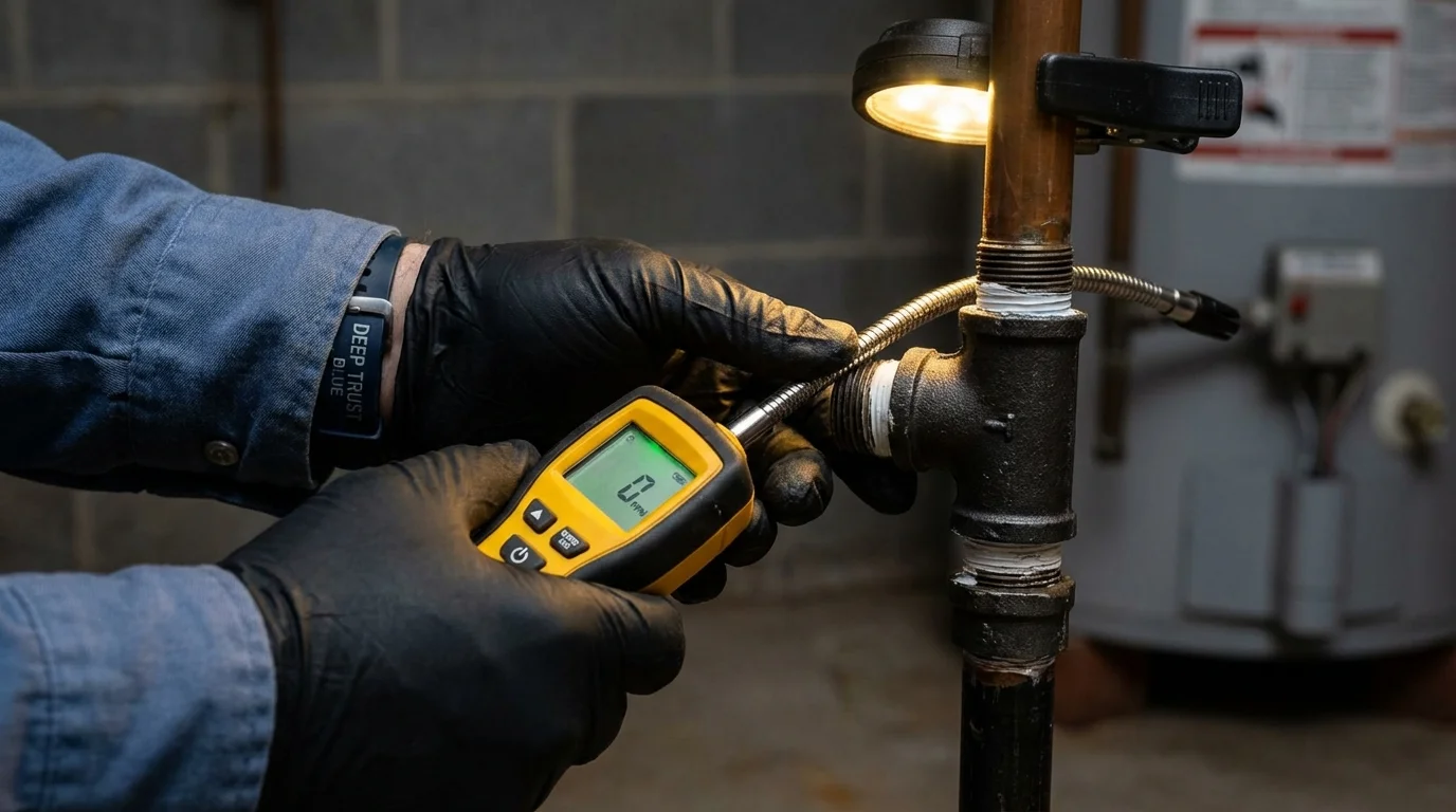 Gas leak detection with electronic sniffer by Johns Plumbing LLC in Chapman